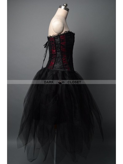 formal short gothic short red and black dress,corset short gothic short red and black dress,