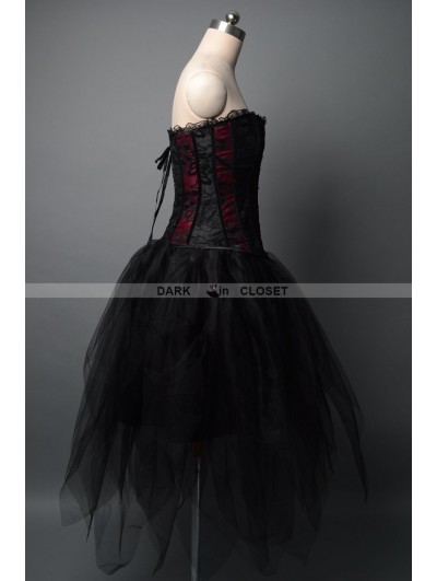 formal short gothic short red and black dress