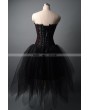 Wine Red and Black Fashion Short Gothic Burlesque Corset Prom Party Dress
