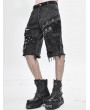 Devil Fashion Gothic Punk Rock Rivet Short Jeans for Men
