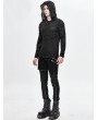 Devil Fashion Black Gothic Punk Long Sleeve Hooded T-Shirt for Men