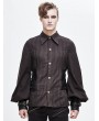 Devil Fashion Brown Gothic Steampunk Striped Long Sleeve Shirt for Men