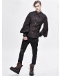 Devil Fashion Brown Gothic Steampunk Striped Long Sleeve Shirt for Men