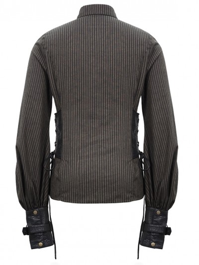 Devil Fashion Brown Gothic Steampunk Striped Long Sleeve