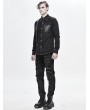 Devil Fashion Black Gothic Punk Do Old Denim Long Sleeve Shirt for Men