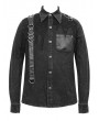 Devil Fashion Black Gothic Punk Do Old Denim Long Sleeve Shirt for Men