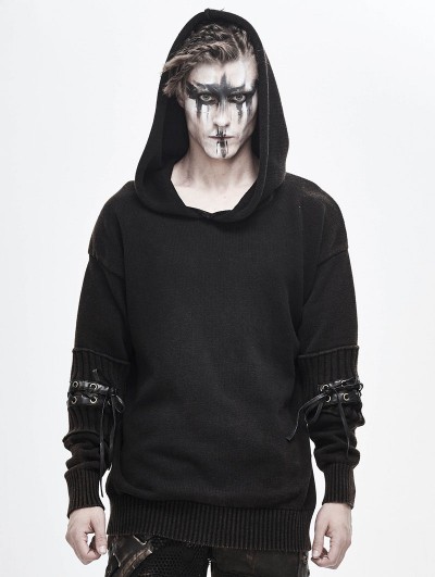 Devil Fashion Do Old Gothic Steampunk Long Sleeve Hooded Loose Sweater for Men