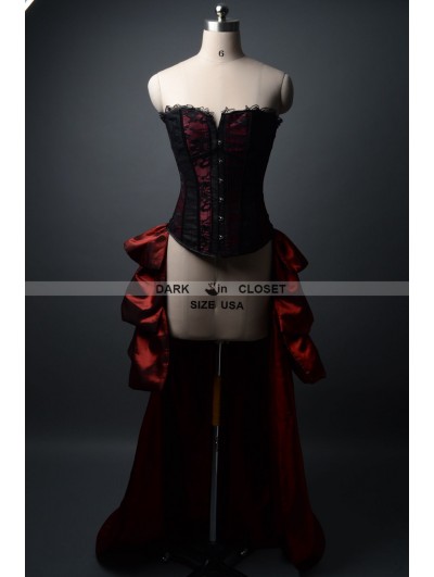 Wine Red and Black Fashion Gothic Burlesque Corset Party Dress