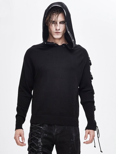 Devil Fashion Black Gothic Punk Long Sleeve Hooded Sweater for Men