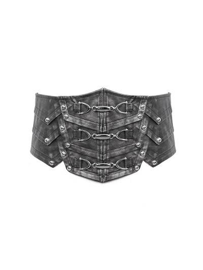 Devil Fashion Black Gothic Punk Heavy Metal Buckle PU Leather Waistband for Men