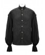 Devil Fashion Black Gothic Vintage Jacquard Long Lantern Sleeve Shirt for Men