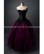 Black and Fuchsia Gothic Corset Prom Party Dress