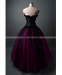 Black and Fuchsia Gothic Corset Prom Party Dress