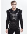 Devil Fashion Black Gothic Punk PU Leather Faux Fur Cape for Men