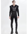 Devil Fashion Black Gothic Punk PU Leather Faux Fur Cape for Men