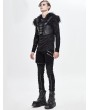 Devil Fashion Black Gothic Punk PU Leather Faux Fur Cape for Men