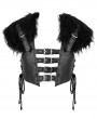 Devil Fashion Black Gothic Punk PU Leather Faux Fur Cape for Men