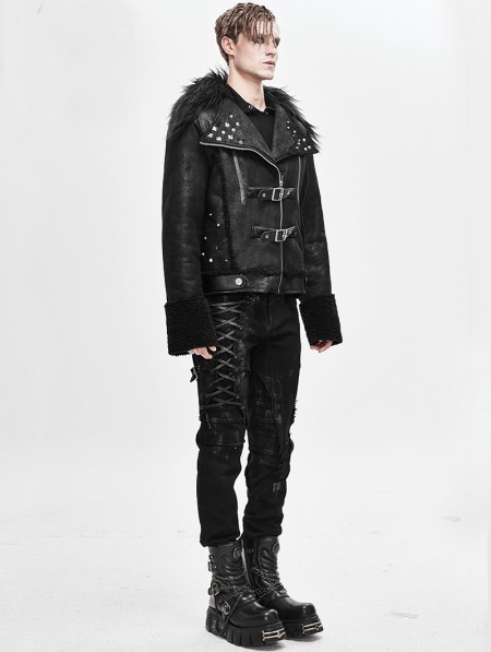 Devil Fashion Black Gothic Punk Rock Short Winter Jacket for Men ...