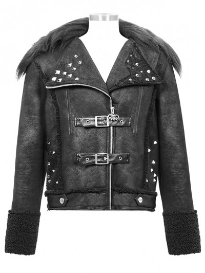 Devil Fashion Black Gothic Punk Rock Short Winter Jacket for