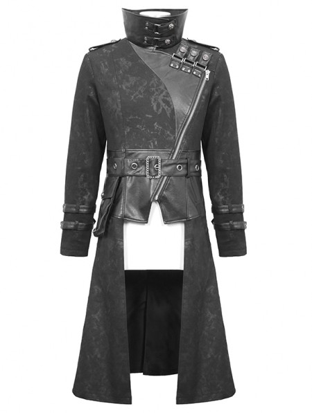 Devil Fashion Black Gothic Punk Military Uniform Long Jacker for Men ...