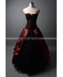 Wine Red and Black Gothic Corset Prom Ball Gown