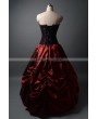 Wine Red and Black Gothic Corset Prom Ball Gown