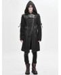 Devil Fashion Black Gothic Punk Military Uniform Hooded Long Coat for Men