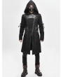 Devil Fashion Black Gothic Punk Military Uniform Hooded Long Coat for Men