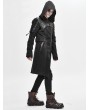 Devil Fashion Black Gothic Punk Military Uniform Hooded Long Coat for Men