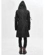 Devil Fashion Black Gothic Punk Military Uniform Hooded Long Coat for Men