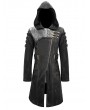 Devil Fashion Black Gothic Punk Military Uniform Hooded Long Coat for Men