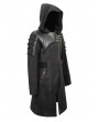 Devil Fashion Black Gothic Punk Military Uniform Hooded Long Coat for Men