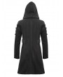 Devil Fashion Black Gothic Punk Military Uniform Hooded Long Coat for Men