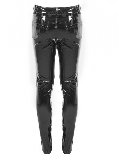 Devil Fashion Black Gothic Punk Slim Latex Long Pants for Men ...