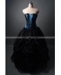 Black and Blue Fashion Gothic Burlesque Corset Prom Party Gown