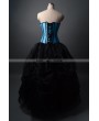 Black and Blue Fashion Gothic Burlesque Corset Prom Party Gown