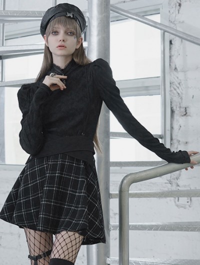 Punk Rave Black Street Fashion Gothic Grunge Long Sleeve T-Shirt for Women