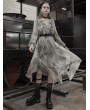 Punk Rave Grey Street Fashion Gothic Grunge Chiffon Irregular Long Dress