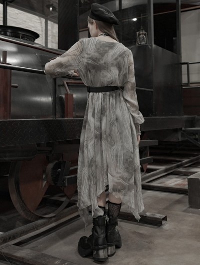 Punk Rave Grey Street Fashion Gothic Grunge Chiffon Irregular Long Dress -  DarkinCloset.com