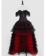 Rose Blooming Black and Red Gothic Burlesque Corset Prom Party High-Low Dress