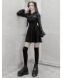 Punk Rave Black Plaid Street Fashion Gothic Grunge Fake Two-Piece Hooded Casual Dress