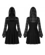 Punk Rave Black Plaid Street Fashion Gothic Grunge Fake Two-Piece Hooded Casual Dress