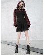 Punk Rave Black and Red Plaid Street Fashion Gothic Grunge Fake Two-Piece Hooded Casual Dress