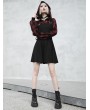 Punk Rave Black and Red Plaid Street Fashion Gothic Grunge Fake Two-Piece Hooded Casual Dress