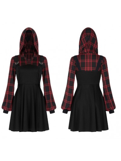 Punk Rave Black and Red Plaid Street Fashion Gothic Grunge Fake