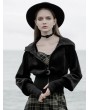 Punk Rave Black Street Fashion Gothic Grunge Velvet Hooded Short Casual Jacket for Women