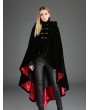 Pentagramme Black and Red Gothic Female Woolen Long Hoodie Cape