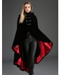 Pentagramme Black and Red Gothic Female Woolen Long Hoodie Cape