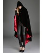 Pentagramme Black and Red Gothic Female Woolen Long Hoodie Cape