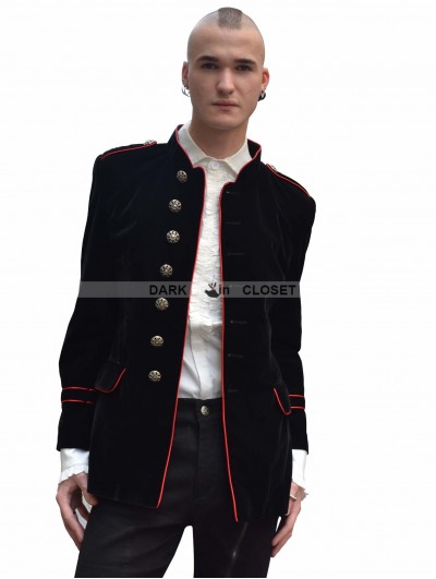 Pentagramme Black and Red Military Style Gothic Jacket for Men